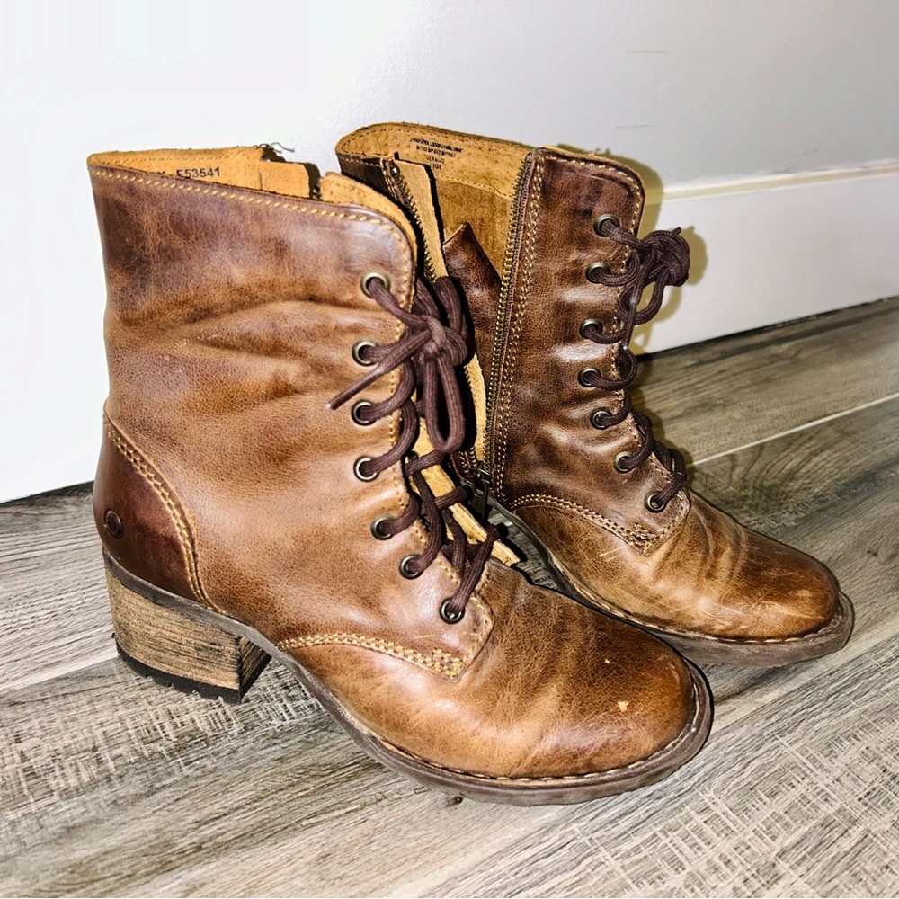 BORN Genuine Leather Women’s Lace Up Heeled Boots